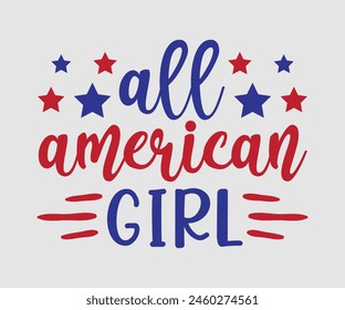 All American Girl, The 4th of July National Holiday, Vector Illustration