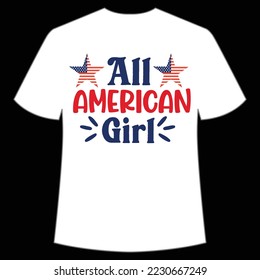 All American girl Merry Christmas shirt print template, funny Xmas shirt design, Santa Claus funny quotes typography design