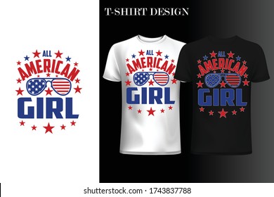 All American Girl T-shirt.4th July T-shirt Design.