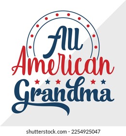 All American Grandma SVG Printable Vector Illustration