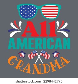 All American Grandma T-shirt Design Vector File