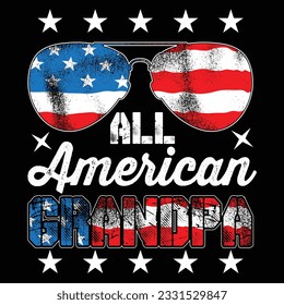 All American Grandpa design 4th of July Independence Day fathers day American flag t-shirt design
