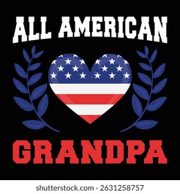 All American Grandpa. T-shirt Design. Vector Illustration.