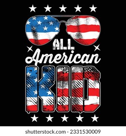 All American Kid design 4th of July Independence Day fathers day American flag t-shirt design