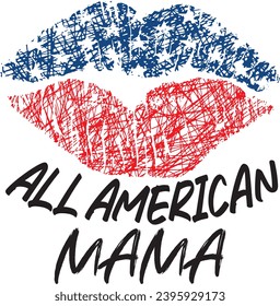 All American Mama Shirt is perfect for a mom to wear on the 4th of July! This patriotic tshirt looks cute by itself or as part of the 4th of July matching family outfit set available for moms, dads.