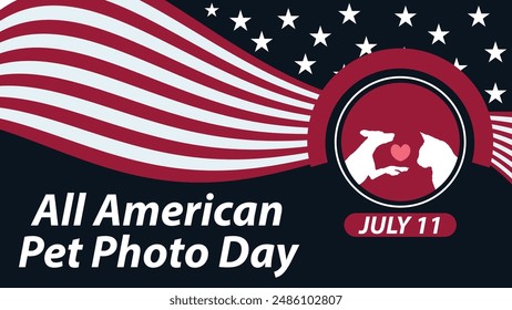 All American Pet Photo Day vector banner design illustration.