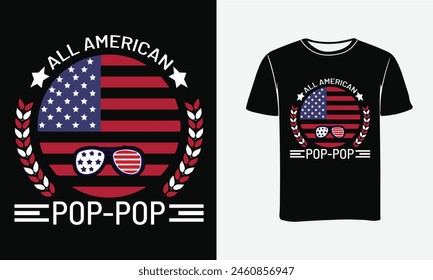 
ALL AMERICAN POP-POP TYPOGRAPHY T-SHIRT DESIGN - PRINT , POSTER 