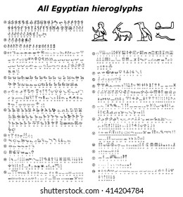 All ancient Egyptian hieroglyphs. Vector