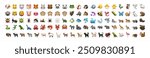 All Animal Emoticons in One Big Set. Birds, Reptiles, Mammals Animals Icon Collection. Animal Illustration Vector 10 eps.