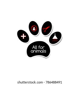All for animals. Pets care. Vet Pets. Washing dogs.