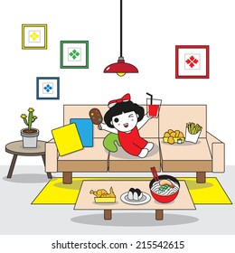 All around Appetizers, Snacks and Weekend Muchie Food illustration set