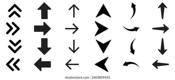 All arrow black set vector and background design.