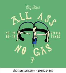 All ass no gas - vintage sports bicycle bars typography print