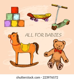 All for babies. Set of hand drawn illustrations