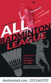 All Badminton League - Badminton championship poster  for sports event