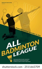 All Badminton League - Badminton championship poster  for sports event