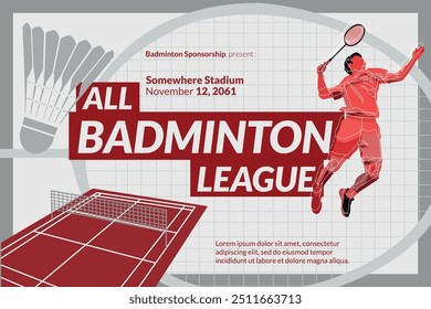 All Badminton League - Badminton championship poster  for sports event