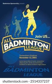 All Badminton League - Badminton championship poster  for sports event 