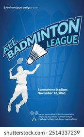 All Badminton League - Badminton championship poster  for sports event 