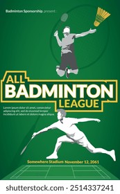 All Badminton League - Badminton championship poster  for sports event 