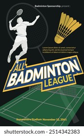 All Badminton League - Badminton championship poster  for sports event