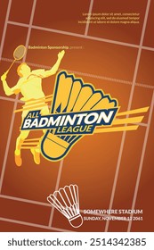 All Badminton League - Badminton championship poster  for sports event