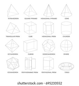 All basic 3d shapes template. Realistic with shadow. Perfect for school, study, designers