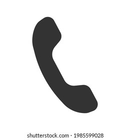 All black flat phone icon. Clean shaped.