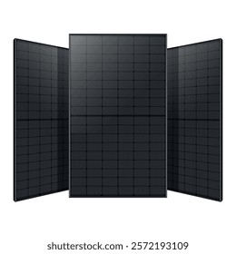 All Black Solar Panel Alternative Green Energy Power Source - Isolated white background - High Quality Vector Image - Free Sustainable energy