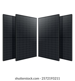 All Black Solar Panel Alternative Green Energy Power Source - Isolated white background - High Quality Vector Image - Free Sustainable energy