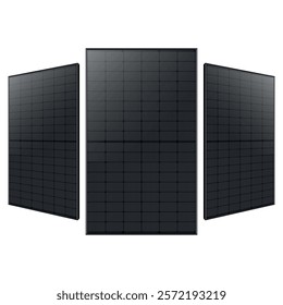 All Black Solar Panel Alternative Green Energy Power Source - Isolated white background - High Quality Vector Image - Free Sustainable energy