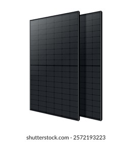 All Black Solar Panel Alternative Green Energy Power Source - Isolated white background - High Quality Vector Image - Free Sustainable energy