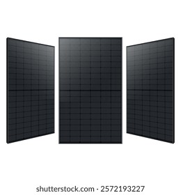 All Black Solar Panel Alternative Green Energy Power Source - Isolated white background - High Quality Vector Image - Free Sustainable energy