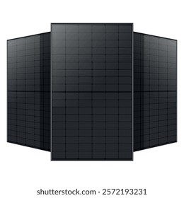 All Black Solar Panel Alternative Green Energy Power Source - Isolated white background - High Quality Vector Image - Free Sustainable energy