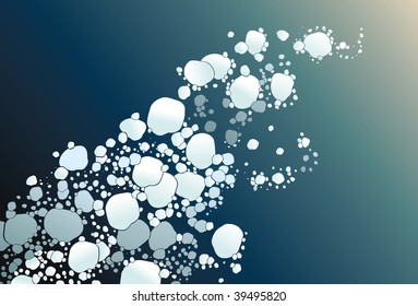 All blob shapes are on same layer. Background is on separate layer. Each blob is filled with a simple linear gradient, as is the background.
