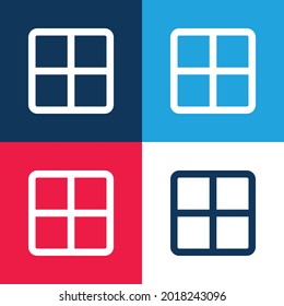 All blue and red four color minimal icon set