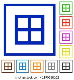 All borders flat color icons in square frames on white background