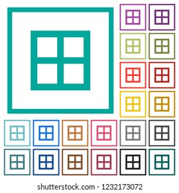 All borders flat color icons with quadrant frames on white background