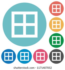 All borders flat white icons on round color backgrounds