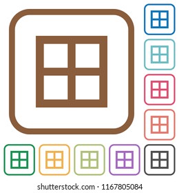 All borders simple icons in color rounded square frames on white background