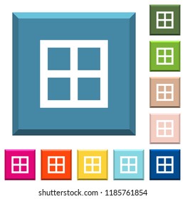 All borders white icons on edged square buttons in various trendy colors