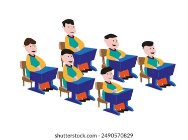 All boys classroom concept. Editable Clip Art.