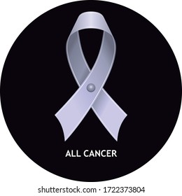 All Cancer Lavender Ribbon on Black Circle, Vector