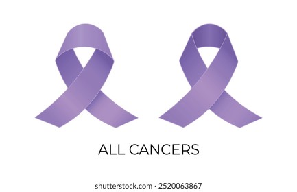 All cancers awareness. Lavender ribbon vector illustration