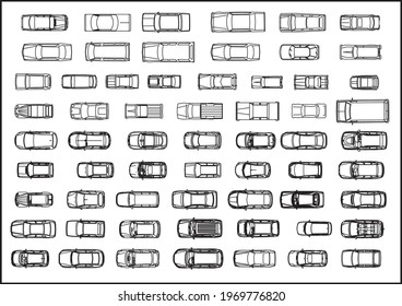 All Cars Top View Vector for floor Plans, cars blocks