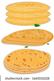 All Chapati indian Roti or Bread Vector