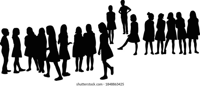 todos los niños juntos, vector de silueta