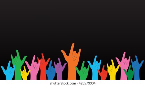 all color hands up love sign and background vector