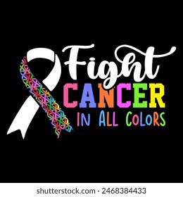 All colors cancer lettering vector EPS