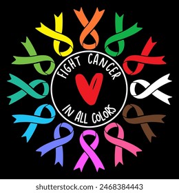 All colors cancer lettering vector EPS